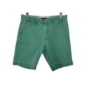 saks fifth avenue mens 32 green pima cotton 9" shorts Casual